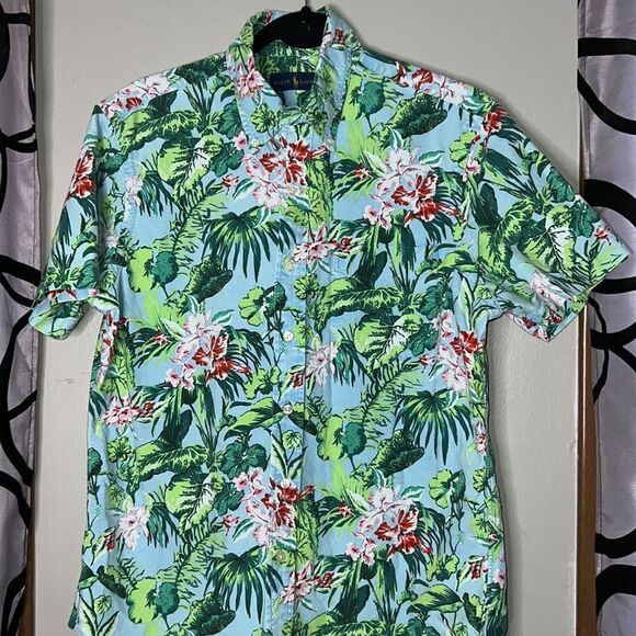 Mens Ralph Lauren Blue Label Tropical Button Down Shirt Size Medium - Picture 2 of 10
